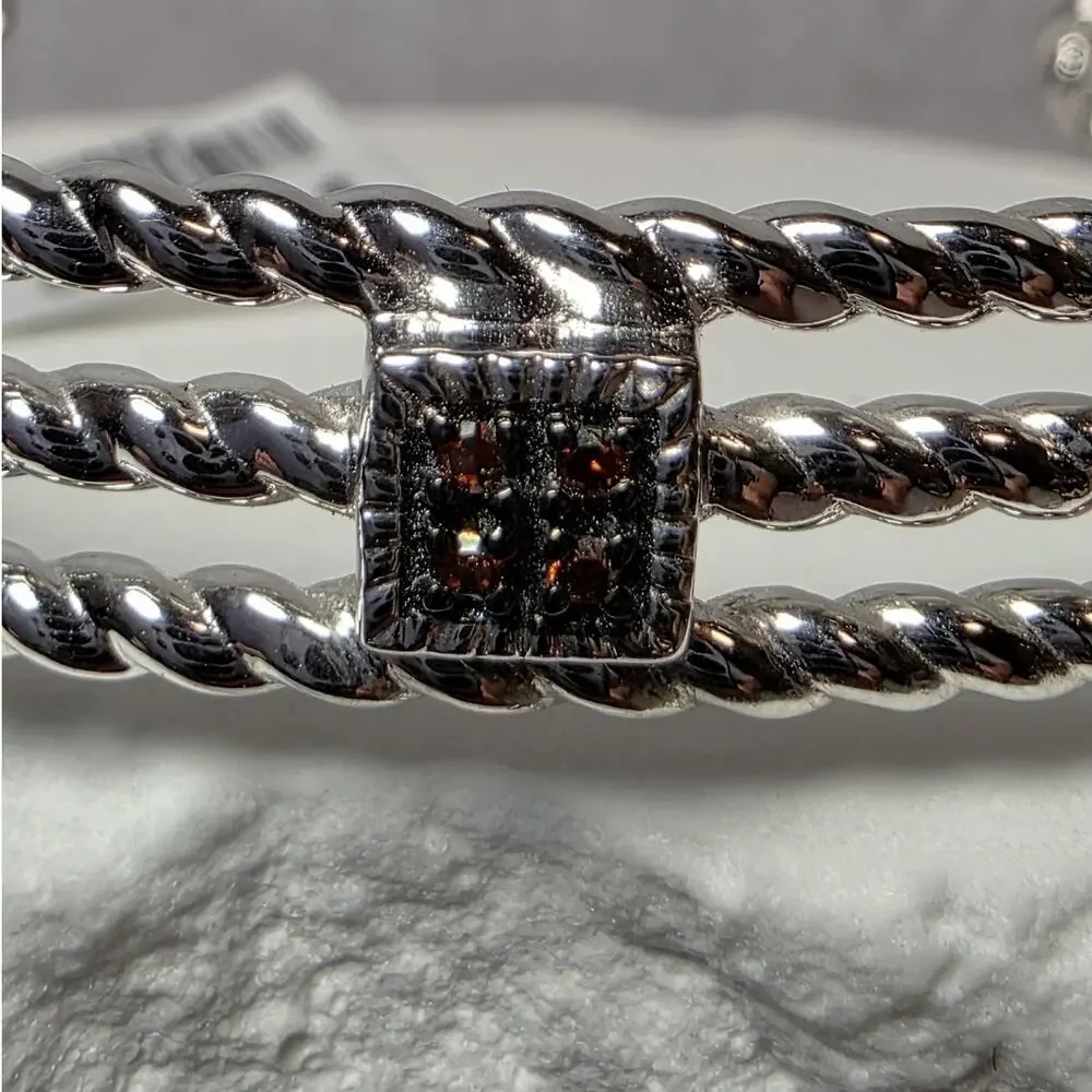 0.25ctw Multicolor Natural Diamond Adjustable Bangle in Solid 925 Silver (22g)